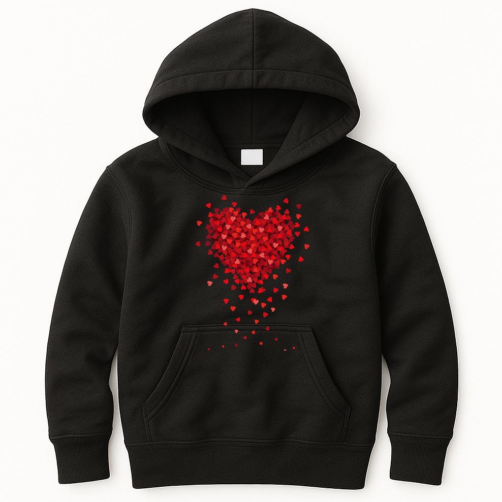 Cute Valentines Day Messy Heart Shapes Kids Hoodie