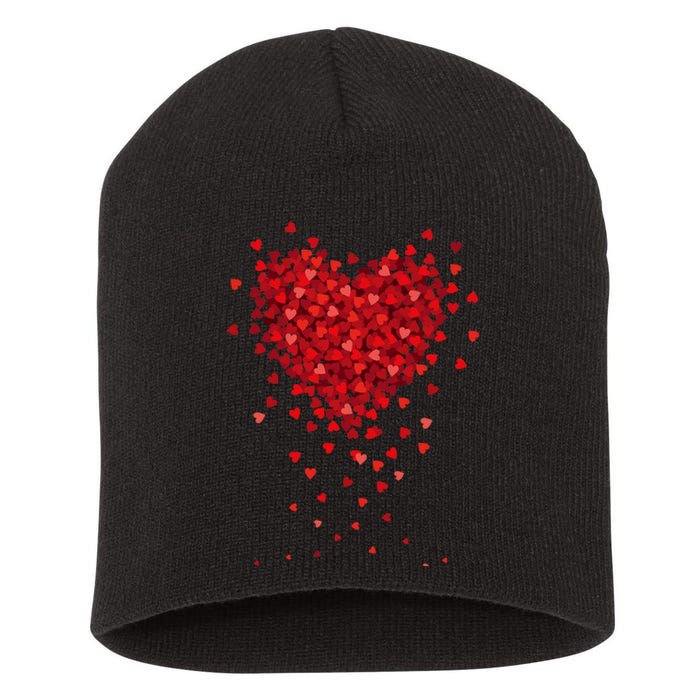 Cute Valentines Day Messy Heart Shapes Short Acrylic Beanie