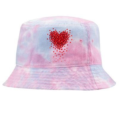 Cute Valentines Day Messy Heart Shapes Tie-Dyed Bucket Hat