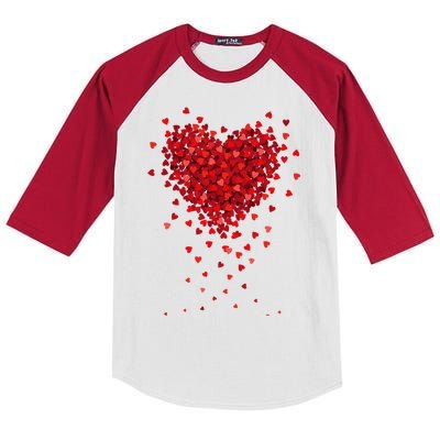 Cute Valentines Day Messy Heart Shapes Kids Colorblock Raglan Jersey