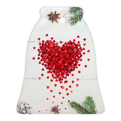 Cute Valentines Day Messy Heart Shapes Ceramic Bell Ornament