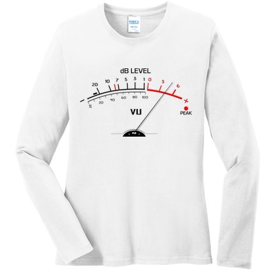 Cool Vintage DB Level VU Meter Music Bass Lover Ladies Long Sleeve Shirt