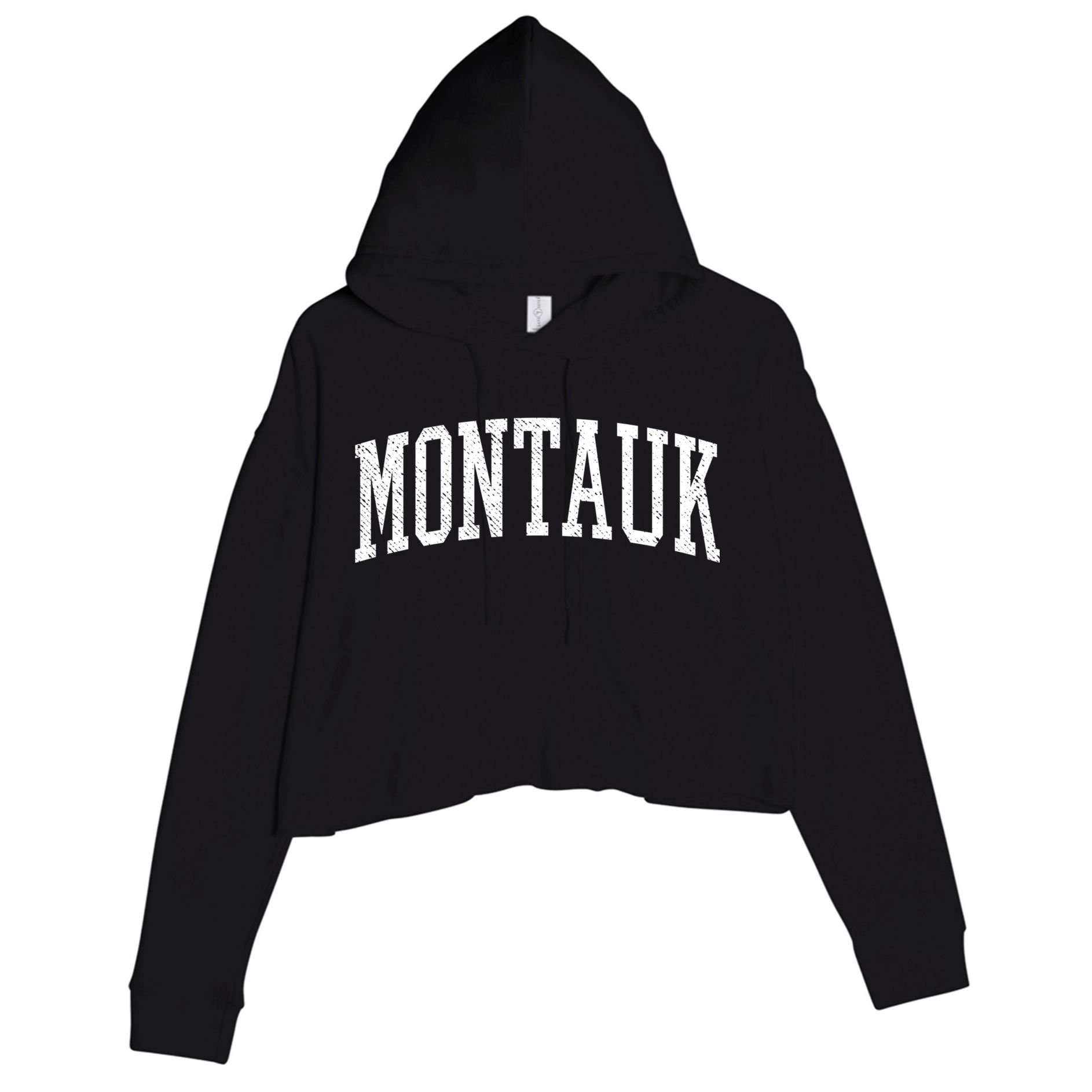 Classic Varsity Distressed Montauk Crop Fleece Hoodie