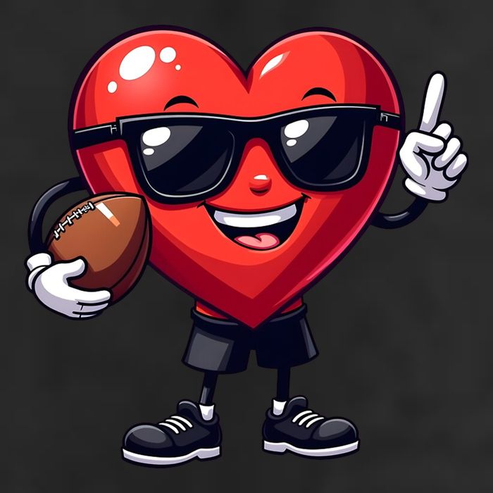 Cute Valentines Day Heart Playing Football 7 Panel Mesh Trucker Snapback Hat