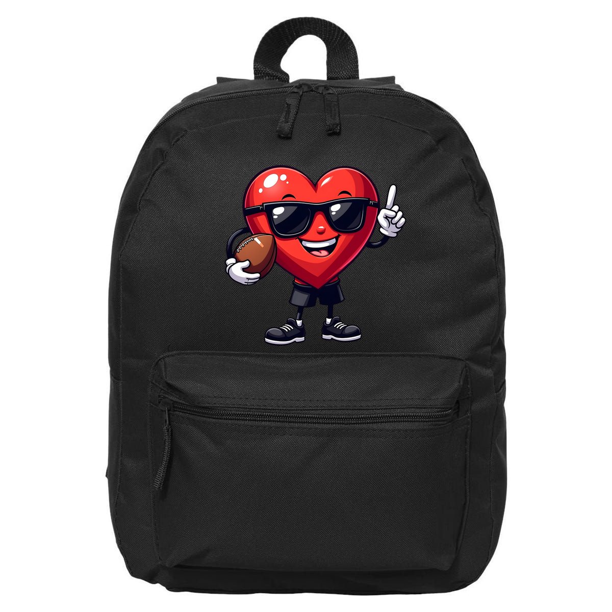 Cute Valentines Day Heart Playing Football 16 in Basic Backpack