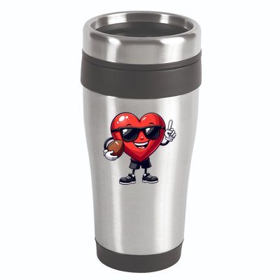 Cute Valentines Day Heart Playing Football 16oz Travel Tumbler
