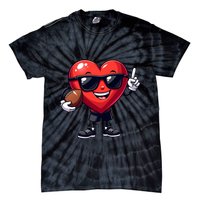 Cute Valentines Day Heart Playing Football Tie-Dye T-Shirt