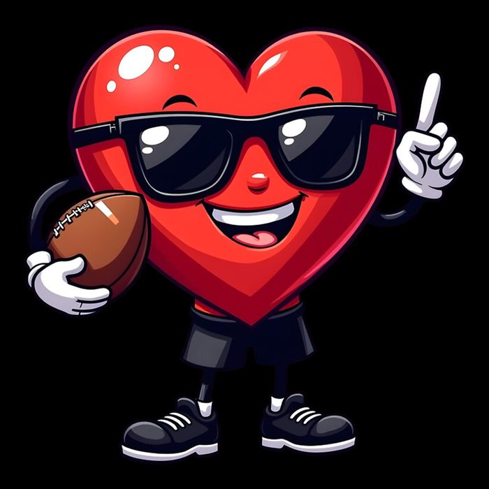 Cute Valentines Day Heart Playing Football Tie-Dye T-Shirt