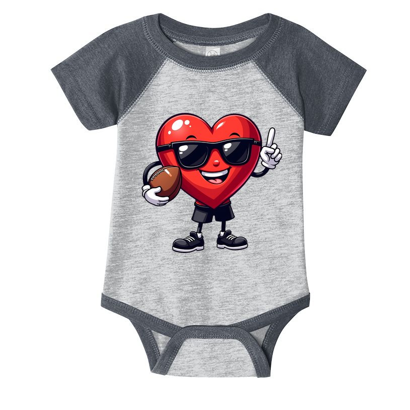 Cute Valentines Day Heart Playing Football Infant Baby Jersey Bodysuit