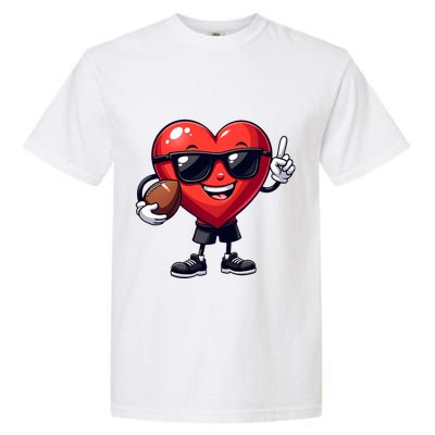 Cute Valentines Day Heart Playing Football Garment-Dyed Heavyweight T-Shirt