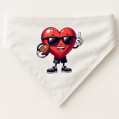 Cute Valentines Day Heart Playing Football USA-Made Doggie Bandana
