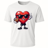 Cute Valentines Day Heart Playing Football Cooling Performance Crew T-Shirt