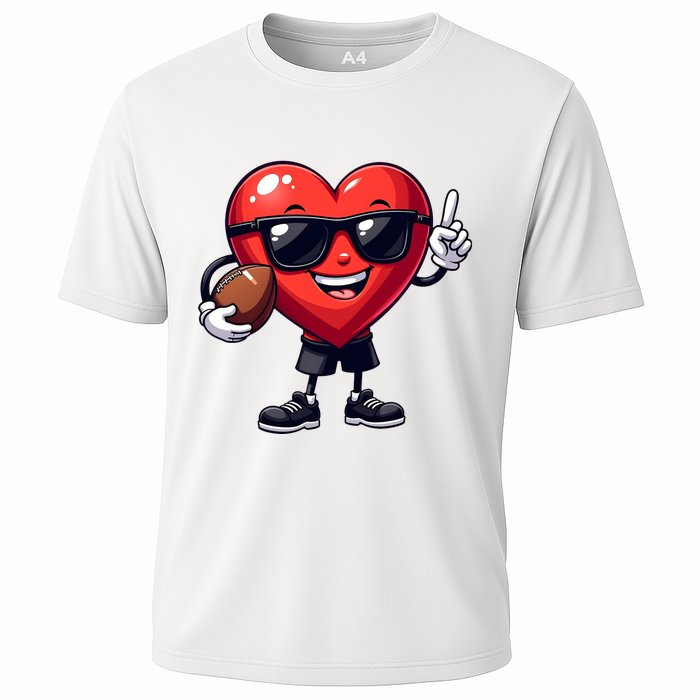 Cute Valentines Day Heart Playing Football Cooling Performance Crew T-Shirt
