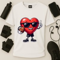 Cute Valentines Day Heart Playing Football Cooling Performance Crew T-Shirt