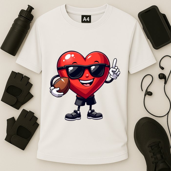 Cute Valentines Day Heart Playing Football Cooling Performance Crew T-Shirt