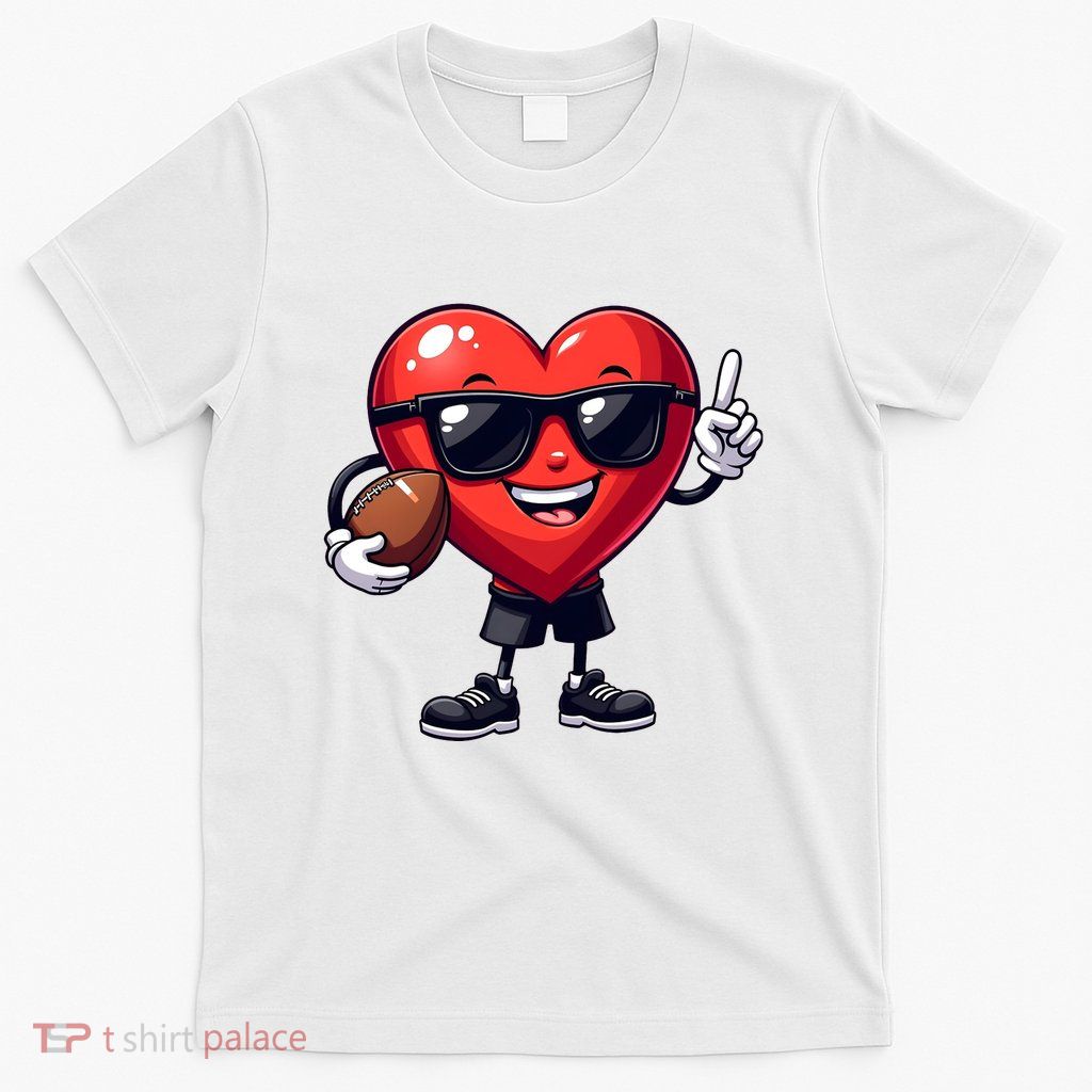 Cute Valentines Day Heart Playing Football T-Shirt
