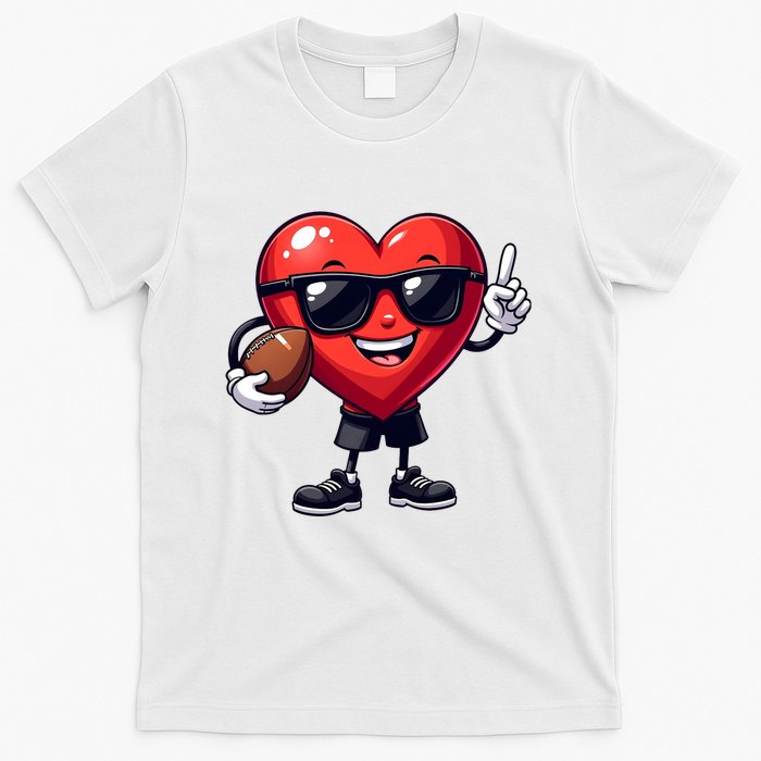 Cute Valentines Day Heart Playing Football T-Shirt