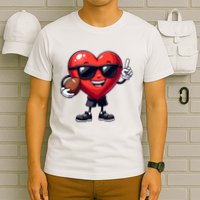 Cute Valentines Day Heart Playing Football T-Shirt