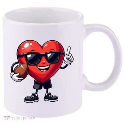 Cute Valentines Day Heart Playing Football 11oz C Handle Ceramic Mug