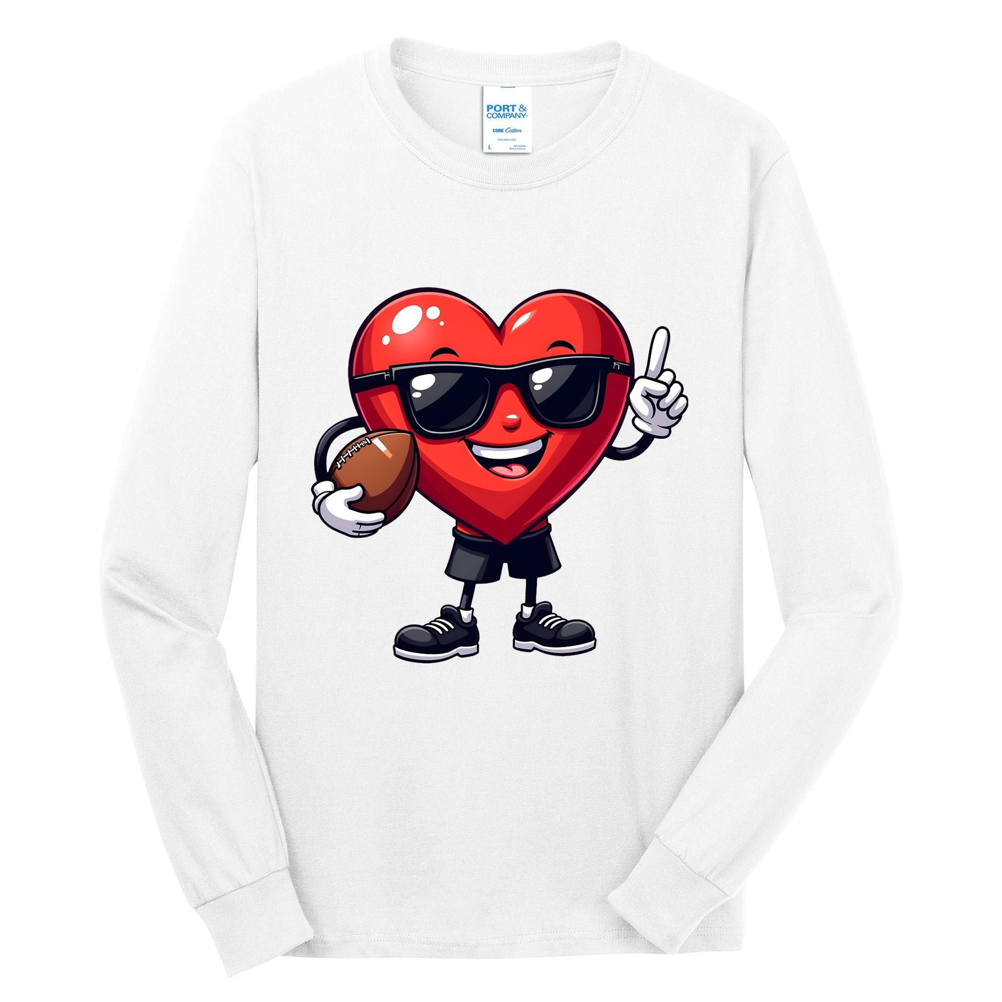 Cute Valentines Day Heart Playing Football Tall Long Sleeve T-Shirt