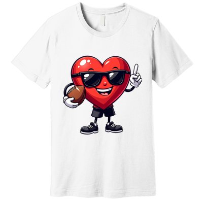 Cute Valentines Day Heart Playing Football Premium T-Shirt
