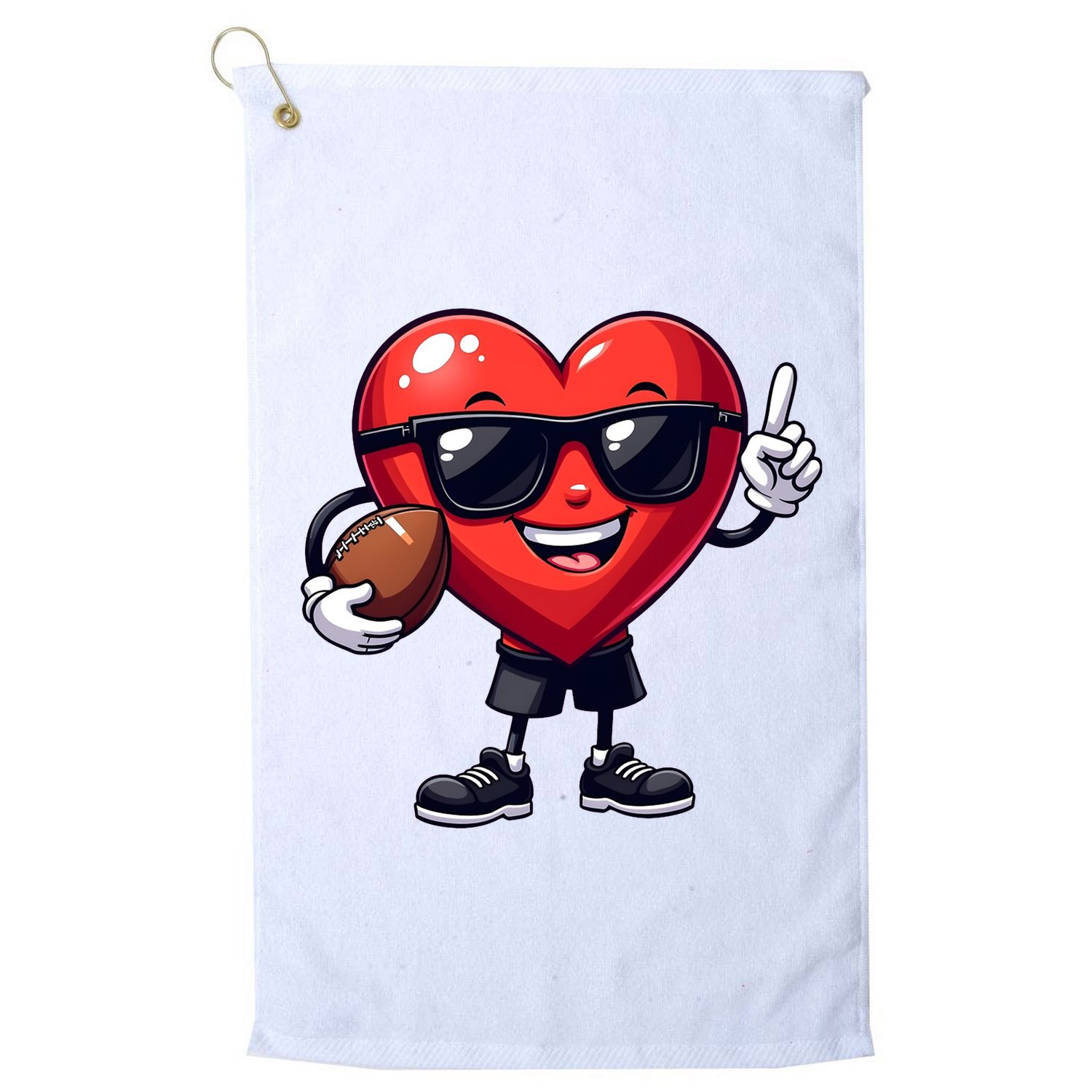 Cute Valentines Day Heart Playing Football Golf Towel