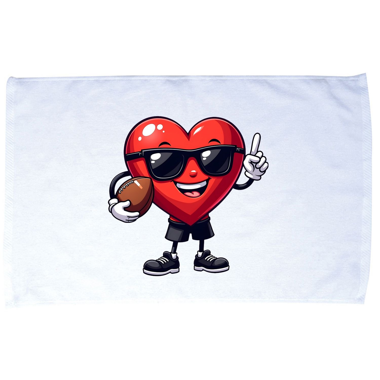 Cute Valentines Day Heart Playing Football Microfiber Hand Towel