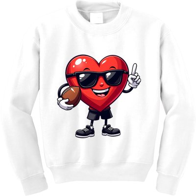 Cute Valentines Day Heart Playing Football Kids Sweatshirt