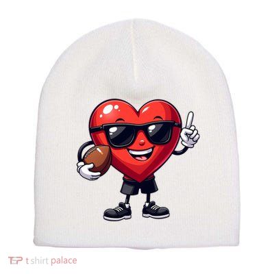 Cute Valentines Day Heart Playing Football Short Acrylic Beanie