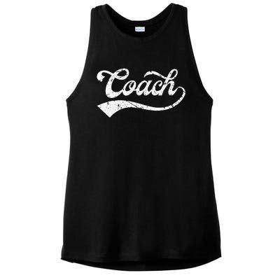 Coach Vintage Distressed Personal Trainer Coaching Gift Ladies PosiCharge Tri-Blend Wicking Tank