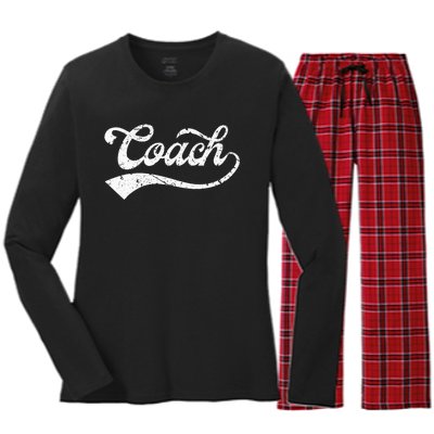 Coach Vintage Distressed Personal Trainer Coaching Gift Women's Long Sleeve Flannel Pajama Set 