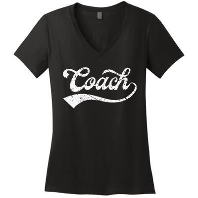 Coach Vintage Distressed Personal Trainer Coaching Gift Women's V-Neck T-Shirt