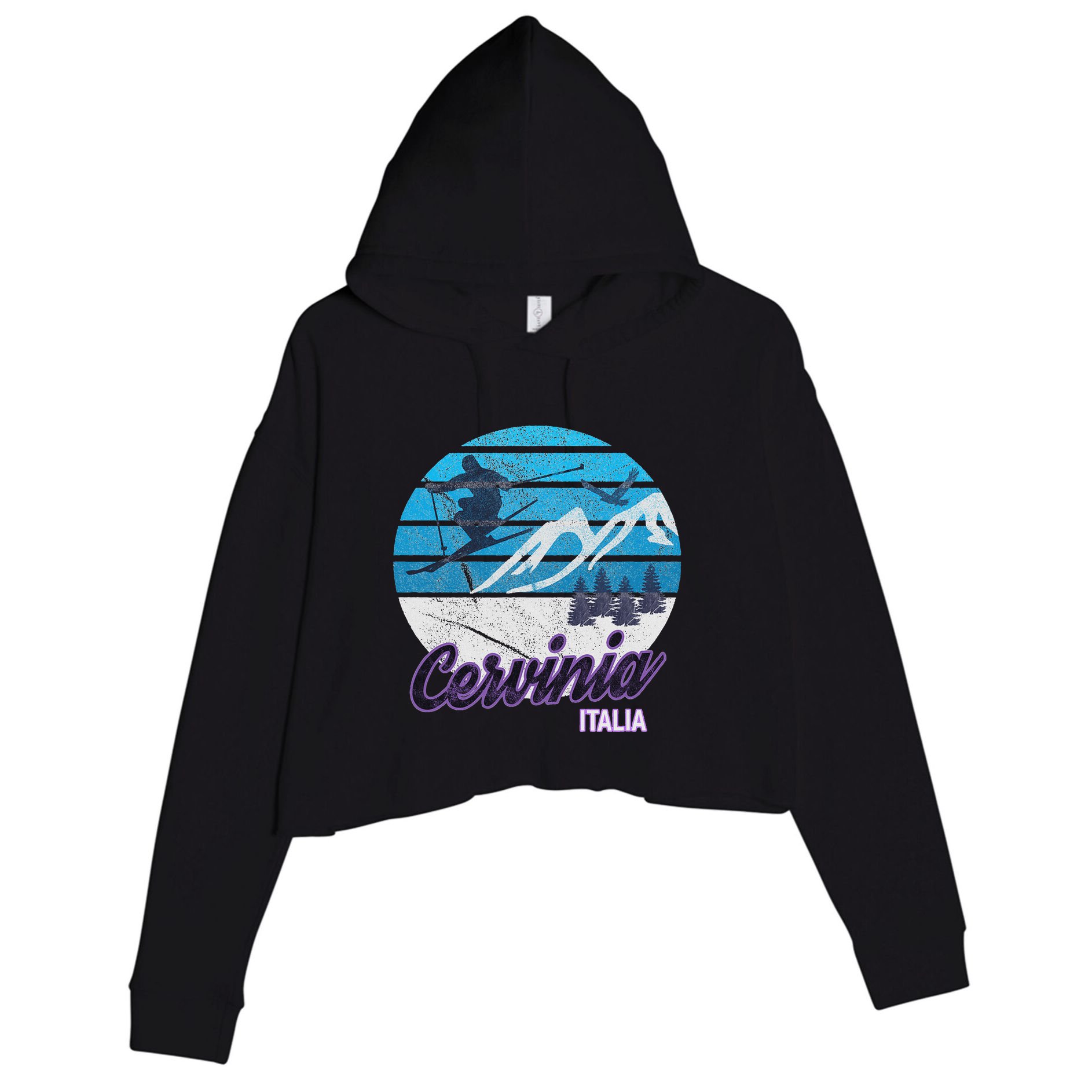 Cervinia Valle DAosta Italy Ski Resort Snowboarding Crop Fleece Hoodie