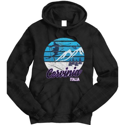 Cervinia Valle DAosta Italy Ski Resort Snowboarding Tie Dye Hoodie