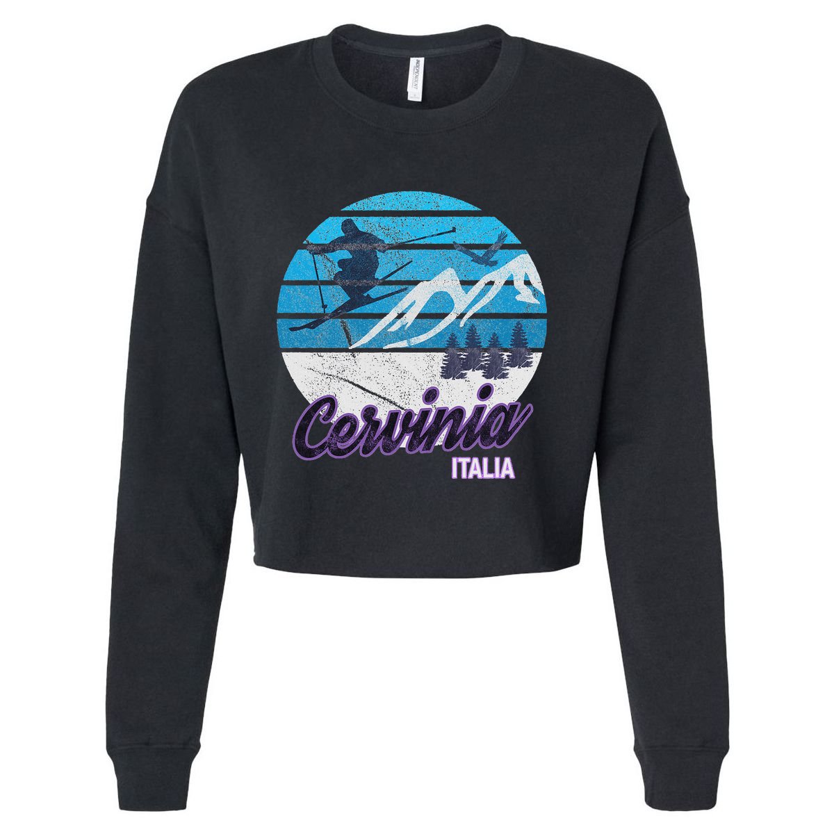 Cervinia Valle DAosta Italy Ski Resort Snowboarding Cropped Pullover Crew