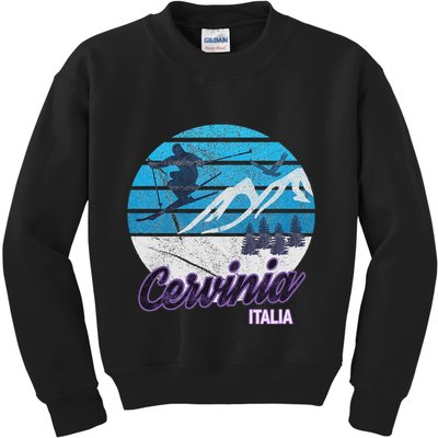 Cervinia Valle DAosta Italy Ski Resort Snowboarding Kids Sweatshirt