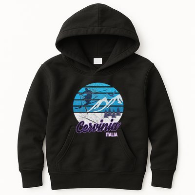 Cervinia Valle DAosta Italy Ski Resort Snowboarding Kids Hoodie