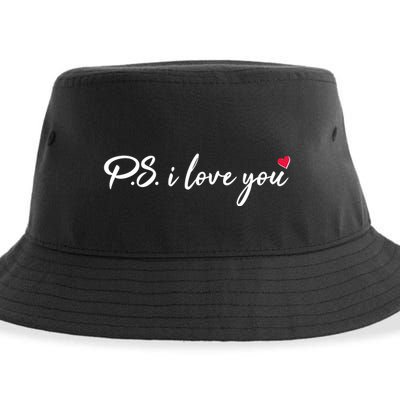 Cute Valentines Day P.S. I Love You Sustainable Bucket Hat