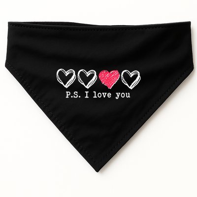 Cute Valentines Day P.S. I Love You Hearts USA-Made Doggie Bandana