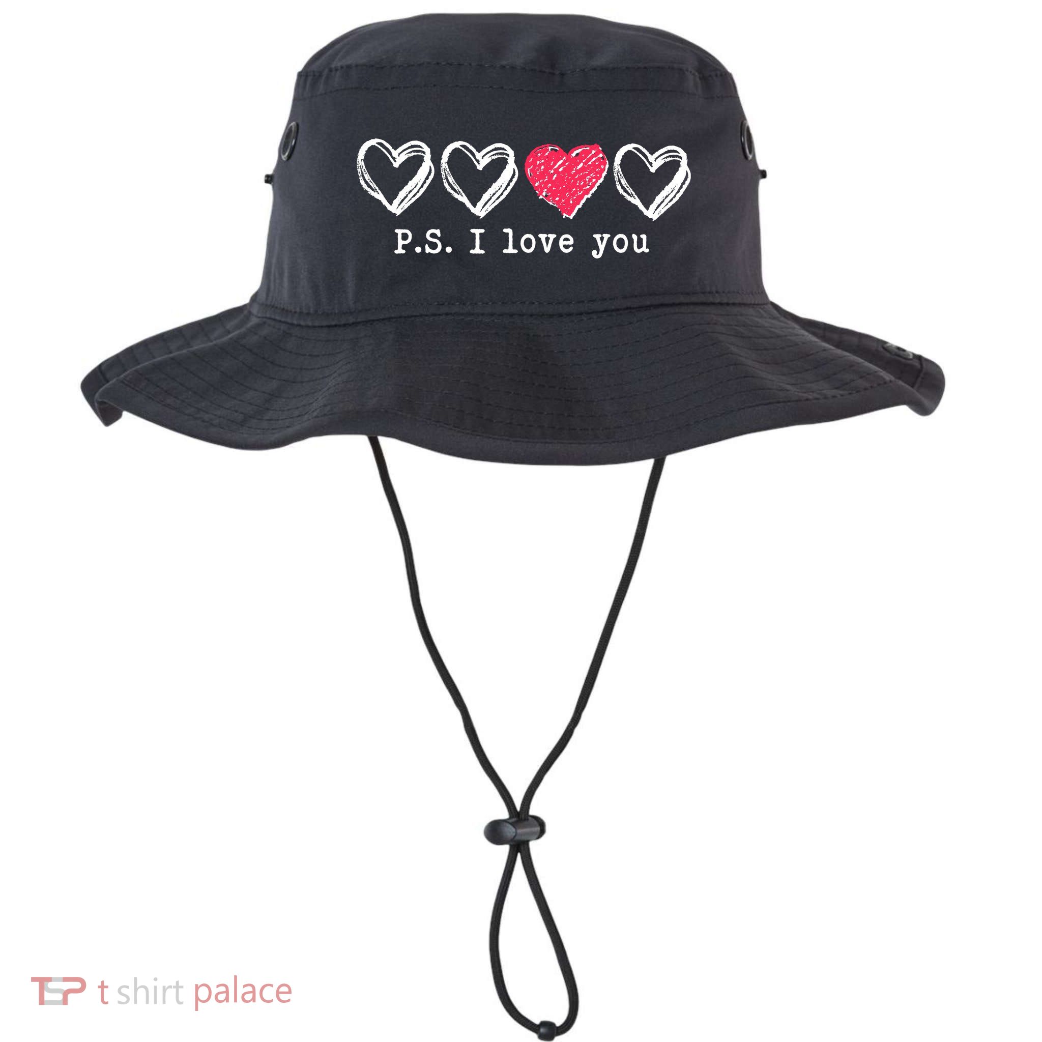 Cute Valentines Day P.S. I Love You Hearts Bucket Hat