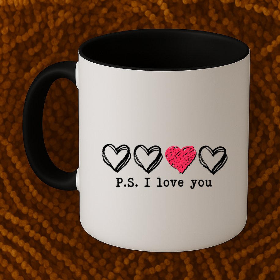 Cute Valentines Day P.S. I Love You Hearts Mug