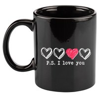 Cute Valentines Day P.S. I Love You Hearts 11oz C Handle Ceramic Mug