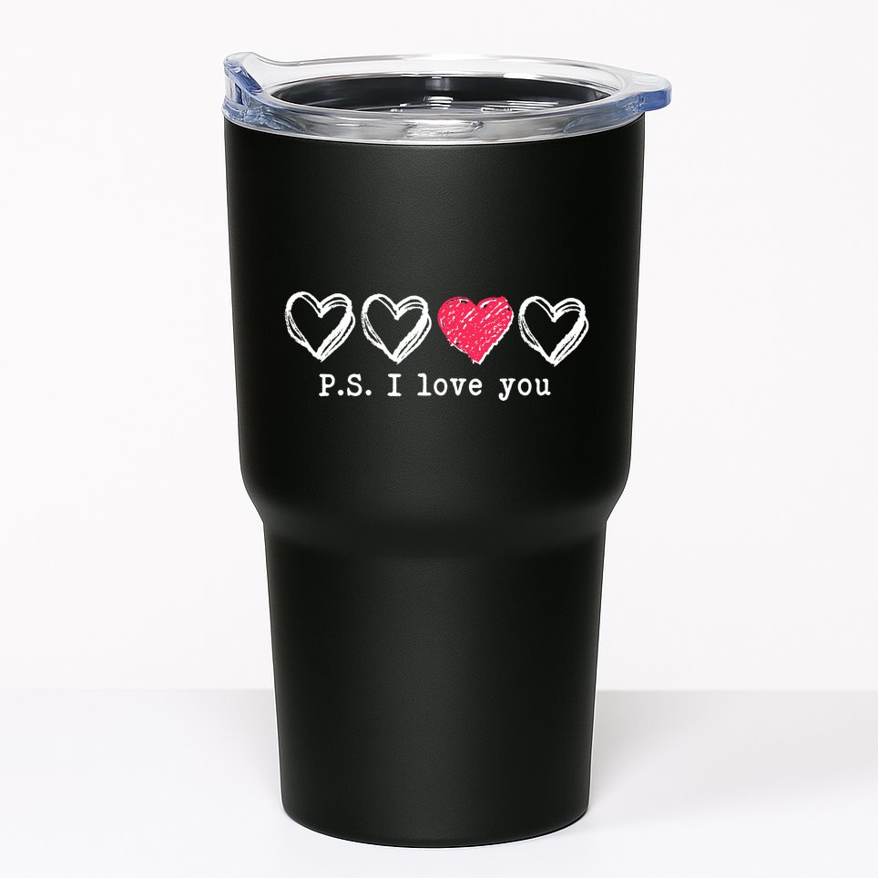 Cute Valentines Day P.S. I Love You Hearts Tumbler