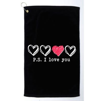 Cute Valentines Day P.S. I Love You Hearts Golf Towel