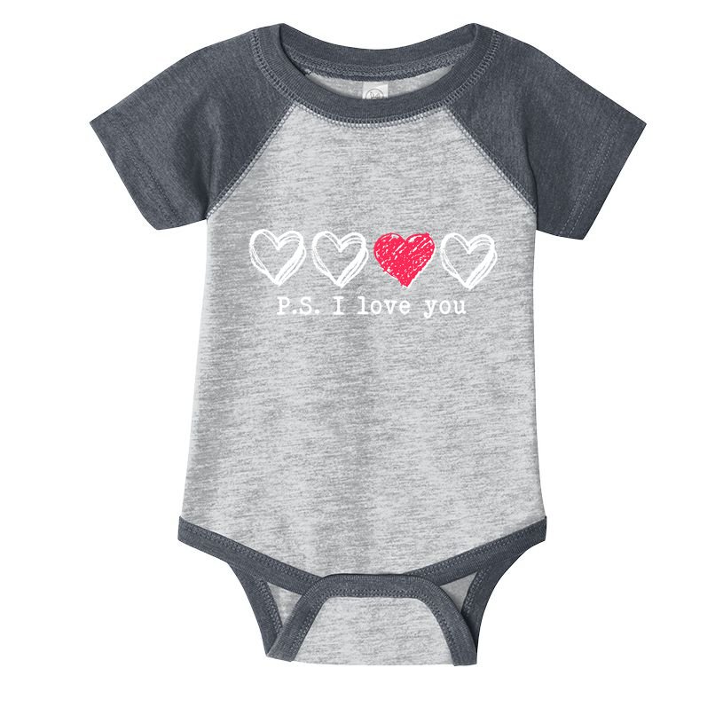 Cute Valentines Day P.S. I Love You Hearts Infant Baby Jersey Bodysuit