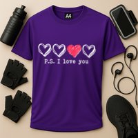 Cute Valentines Day P.S. I Love You Hearts Cooling Performance Crew T-Shirt