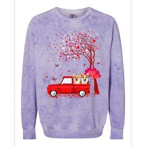 Corgi Valentine's Day Gifts Dogs Red Truck Hearts Colorblast Crewneck Sweatshirt