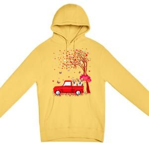 Corgi Valentine's Day Gifts Dogs Red Truck Hearts Premium Pullover Hoodie