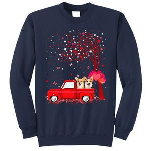 Corgi Valentine's Day Gifts Dogs Red Truck Hearts Sweatshirt