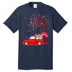 Corgi Valentine's Day Gifts Dogs Red Truck Hearts Tall T-Shirt